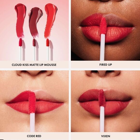 🌻 ICONIC VIXEN Vivid Ruby Red Cloud Kiss Matte Lip Mousse New FullSz - Picture 10 of 11